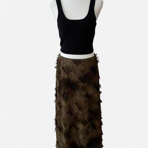 Tribal Brown Textured Maxi Skirt